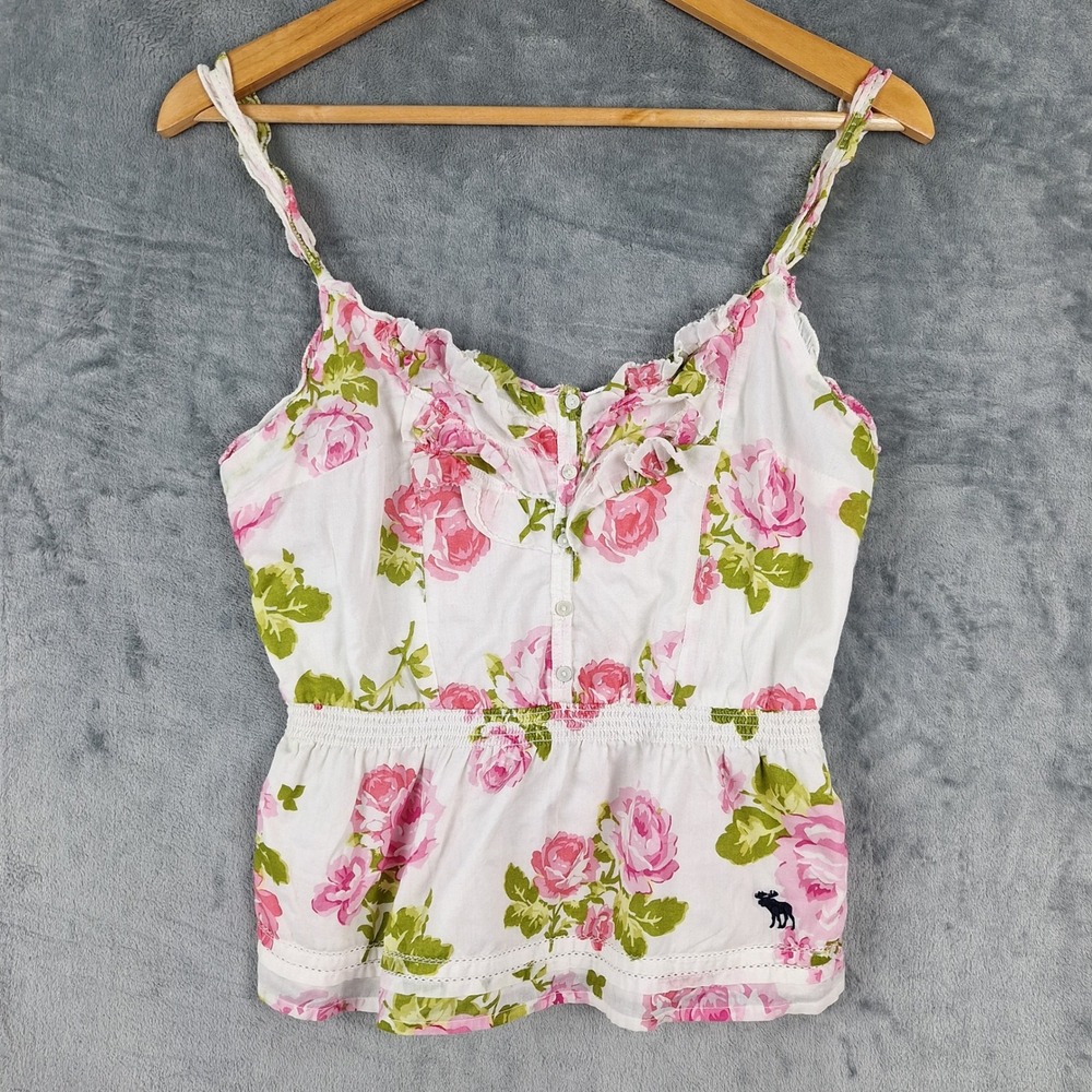 Abercrombie & Fitch Top Small Romantic Floral Ruffle Feminine Smocked Coquette‎
